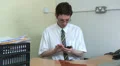 Office worker receives exciting message on phone HD Footage
