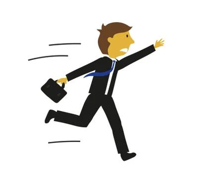 Office worker rushes to work. Cartoon. Vector Stock Illustration