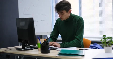 Office worker rushing to complete work Stock Footage 146903591