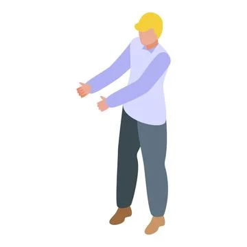 Office worker showing something with open hands Stock Illustration