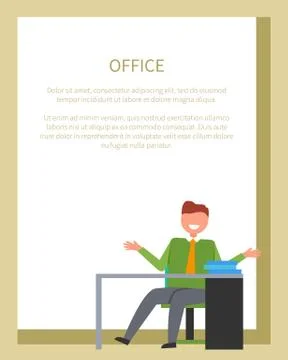 Office Worker Sitting on Chair in Front of Table Stock Illustration