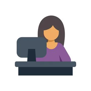 Office worker sitting at desk using computer, efficiently managing workflow イラスト素材