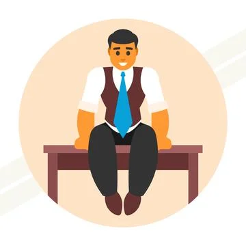 Office-worker-sitting-on-the-table Stock Illustration