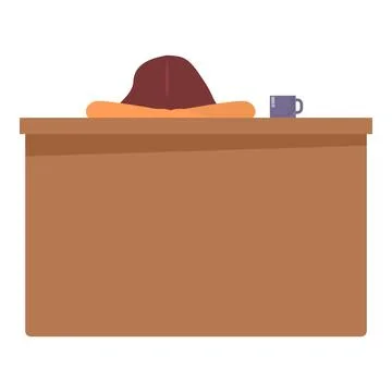 Office worker sleeping at desk with coffee mug Stock Illustration