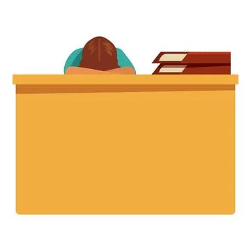 Office worker is sleeping at his desk, tired from overwork Stock Illustration