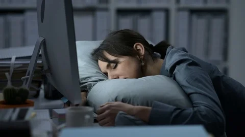 Office worker sleeping at work Stock Footage 89198541