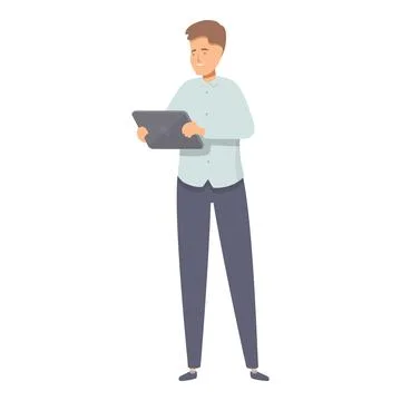 Office worker standing and using digital tablet, manager working with electronic イラスト素材