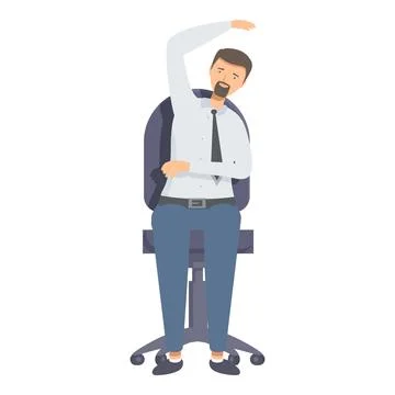 Office worker stretching at desk Stock Illustration