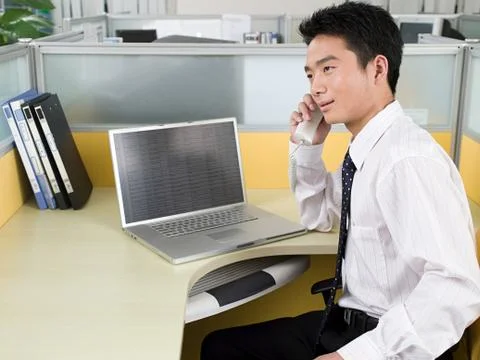 Office worker on telephone Foto stock