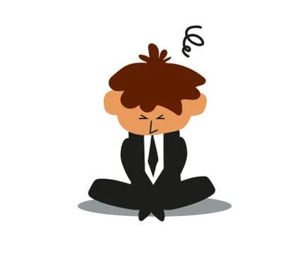 Office worker is thinking on a white background. Cartoon. Stock Illustration