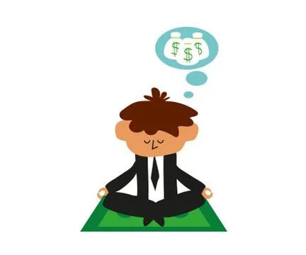 Office worker thinks about wealth on a white background. Cartoon. Stock Illustration