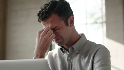 Office Worker Tired Taking Break 4K 48FPS SLO-MO Stock Footage 145100202