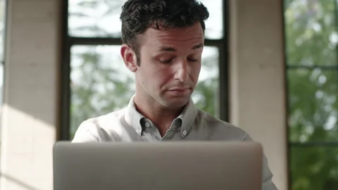 Office Worker Tired Taking Break 4K 48FPS SLO-MO Stock Footage 145100256