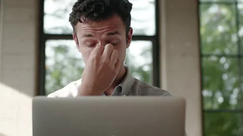 Office Worker Tired Taking Break 4K 48FPS SLO-MO Stock Footage 145100321