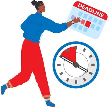 Office worker trying to keep up with schedule and plan. Short on time before Ilustración de archivo
