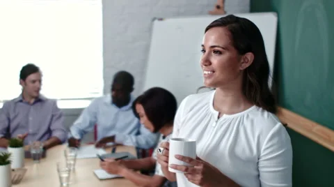 Office worker turn smile Stock Footage 53082846
