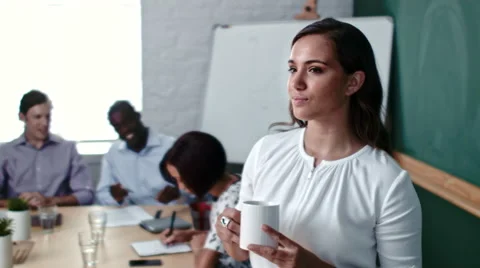Office worker turn smile Stock Footage 53082869
