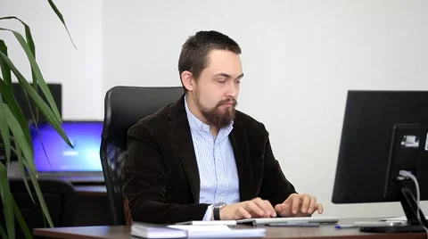 Office Worker Typing on a Computer Keyboard-11.mp4 Video stock 47977705