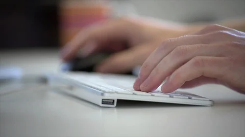 Office Worker Typing on Keyboard Close Up Stock Footage 87499758