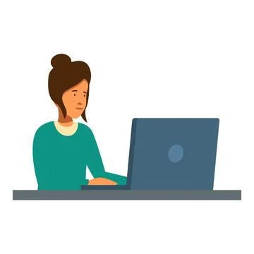 Office worker using laptop at desk working from home Stock Illustration