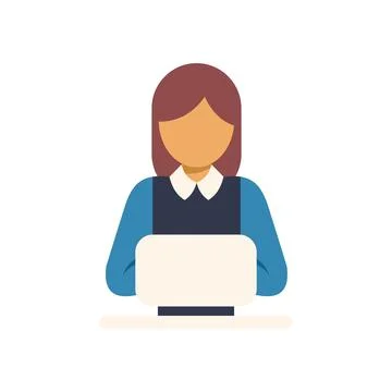 Office worker using laptop, working on computer Stock Illustration