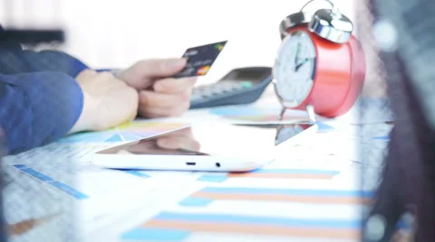 Office Worker using tablet for internet  surfing Stock Footage 64052498