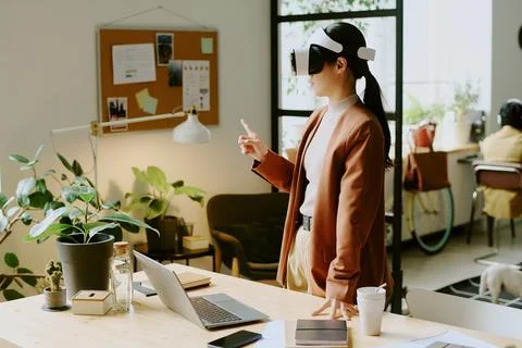 Office Worker Using Virtual App 写真素材