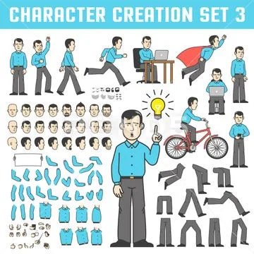 Office worker in various poses Stock Illustration