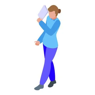 Office worker walking and reading documents, busy businesswoman going to me.. Stock Illustration