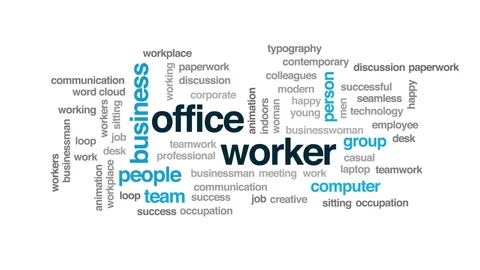 Office worker word cloud. Kinetic typography. Stock Footage 105682252