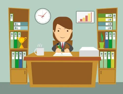 Office worker at work. Illustrazione stock