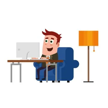 Office worker working at home. Stock Illustration