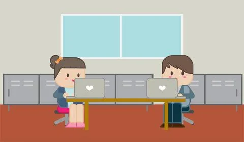 Office worker working social distant Stock Illustration