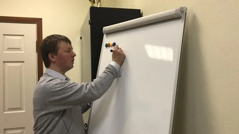 Office worker writes action plan at meeting Video stock 112543095