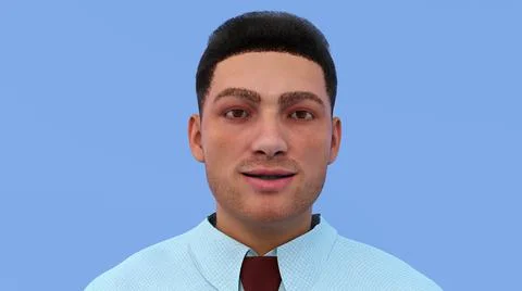 Office worker young man professional studio portrait 3D illustration Stock Illustration