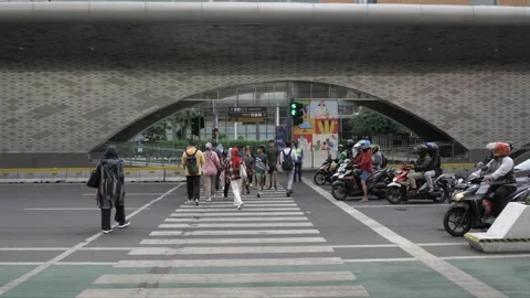 Office workers are crossing the road Stock Footage 260277922