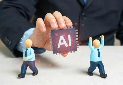 Office workers are fleeing the implementation of AI in business. The trend .. Stock Photos