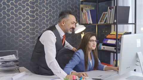 Office workers are happy. Get good news. Stock-Footage 218793746