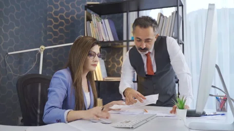 Office workers are working on the project. Stock Footage 218805352