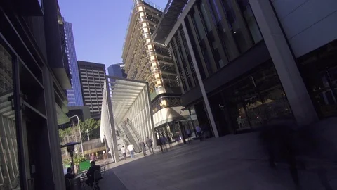 Office workers in Barangaroo, Sydney time lapse of main street Stock Footage 104902368