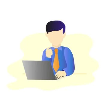 Office workers behind the computer. business and business style Stock Illustration