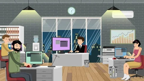 Office Workers Cartoon Video stock 125663545
