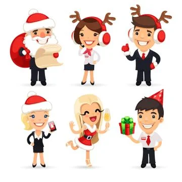 Office Workers Celebrating the New Year Stock Illustration