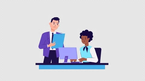 Office workers Characters Animation, ALPHA channel. co-working space, team work Stock Footage 260822606