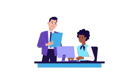 Office workers Characters Animation. co-working space, team work, colleagues Stock Footage 260822558