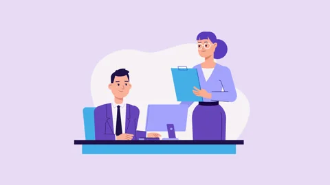 Office workers Characters Animation. co-working space, teamwork, colleagues. Stock Footage 263248831
