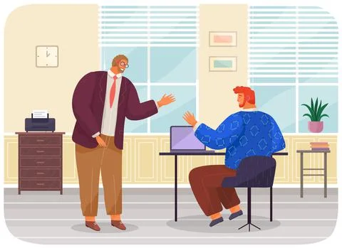 Office workers. Co-workers. Colleagues discuss project teamwork. Office staff Stock Illustration