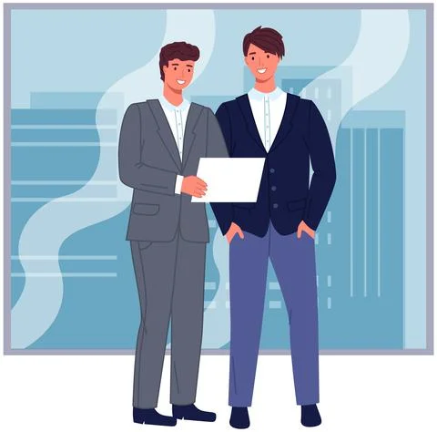 Office workers. Co-workers. Colleagues discuss project teamwork. Office staff Stock Illustration