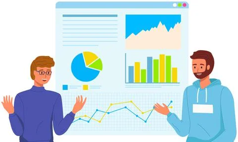 Office workers. Co-workers. Colleagues discuss project teamwork. Office staff Stock Illustration