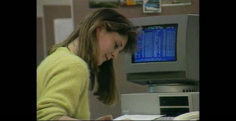 OFFICE WORKERS AT COMPUTERS (1980s) Stock-Footage 239831616